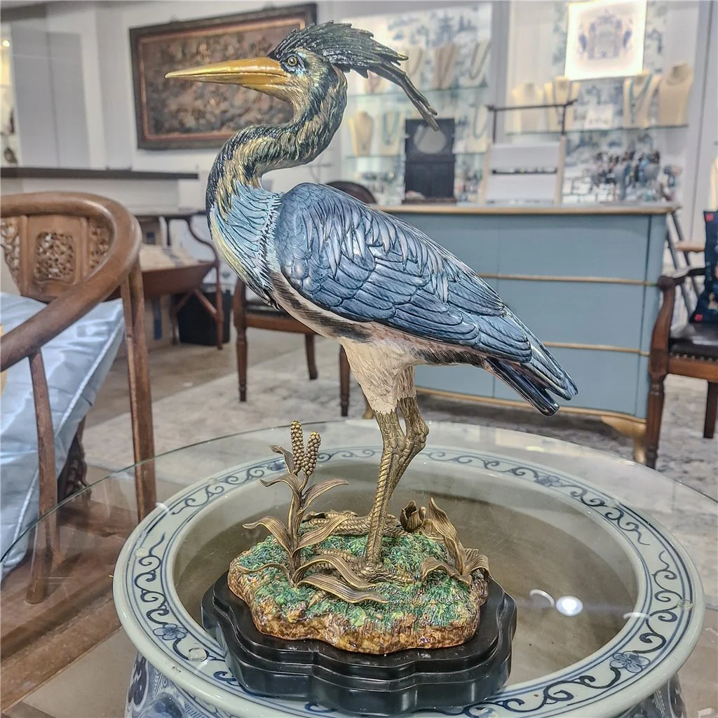 Danny's Fine Porcelain Grey Heron With Bronze 61002 - Image 18