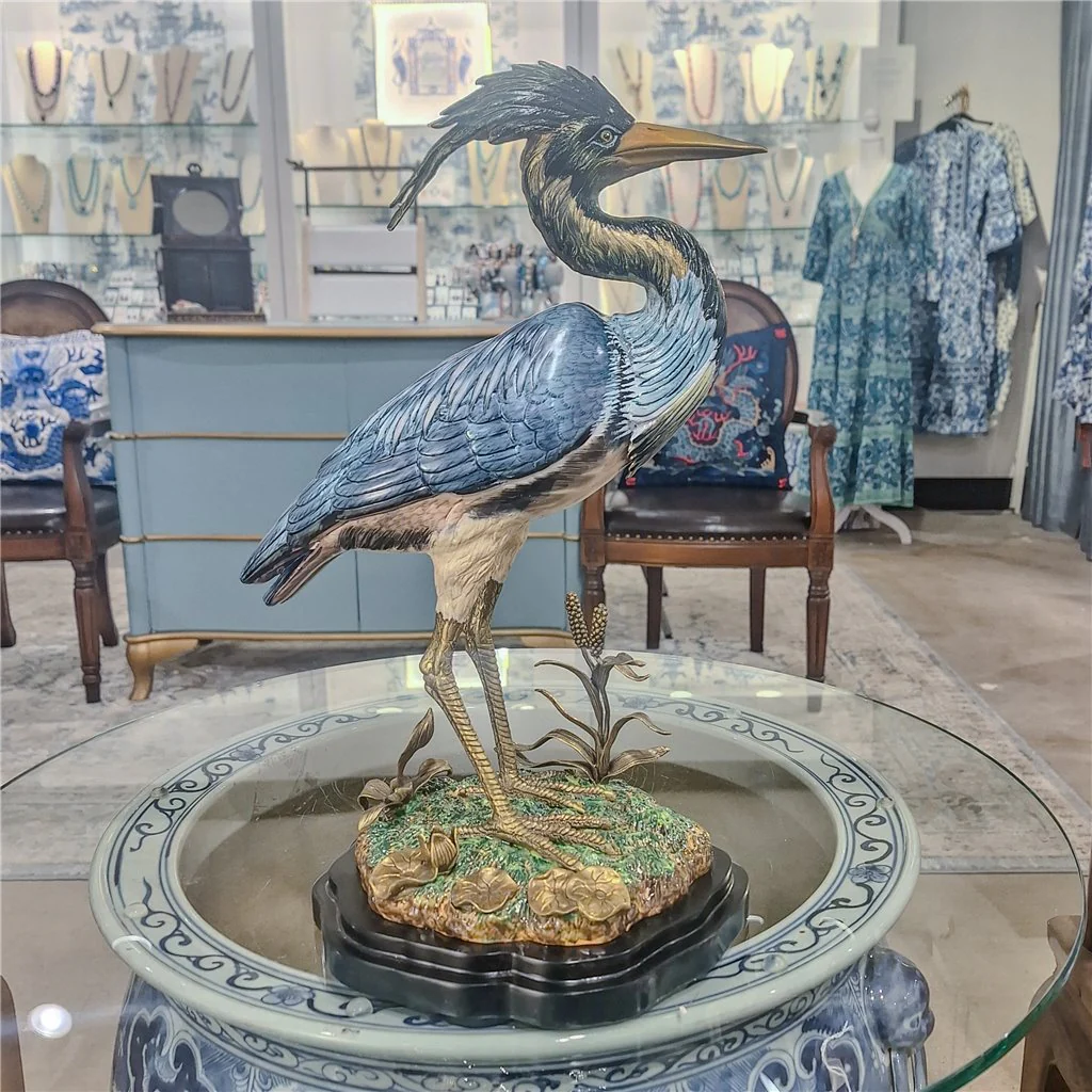 Danny's Fine Porcelain Grey Heron With Bronze 61002 - Image 2