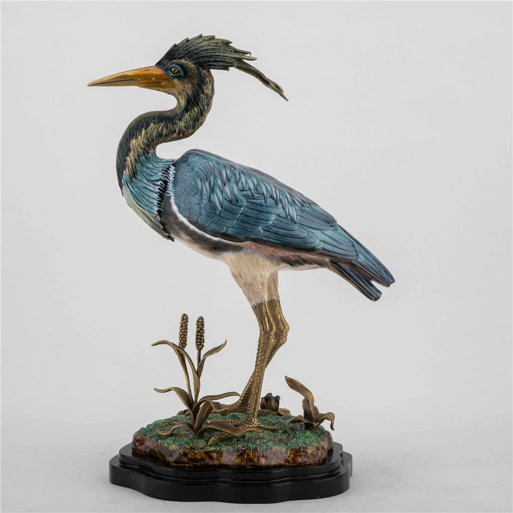 Danny's Fine Porcelain Grey Heron With Bronze 61002 - Image 3