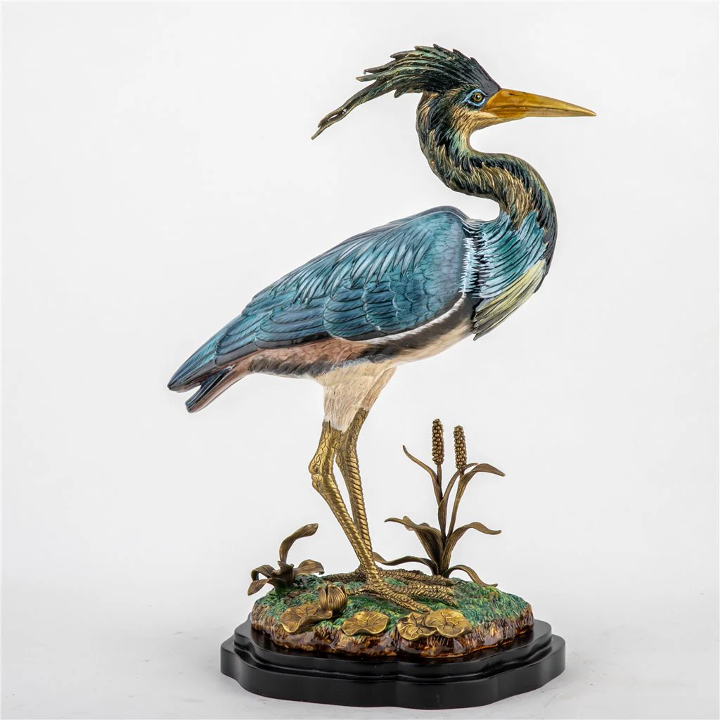 Danny's Fine Porcelain Grey Heron With Bronze 61002 - Image 5