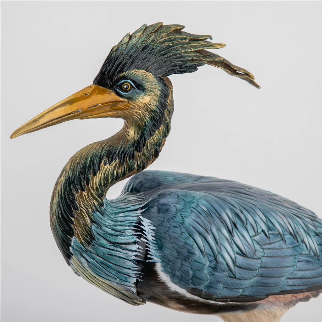 Danny's Fine Porcelain Grey Heron With Bronze 61002 - Image 7