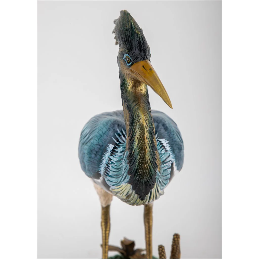 Danny's Fine Porcelain Grey Heron With Bronze 61002 - Image 9