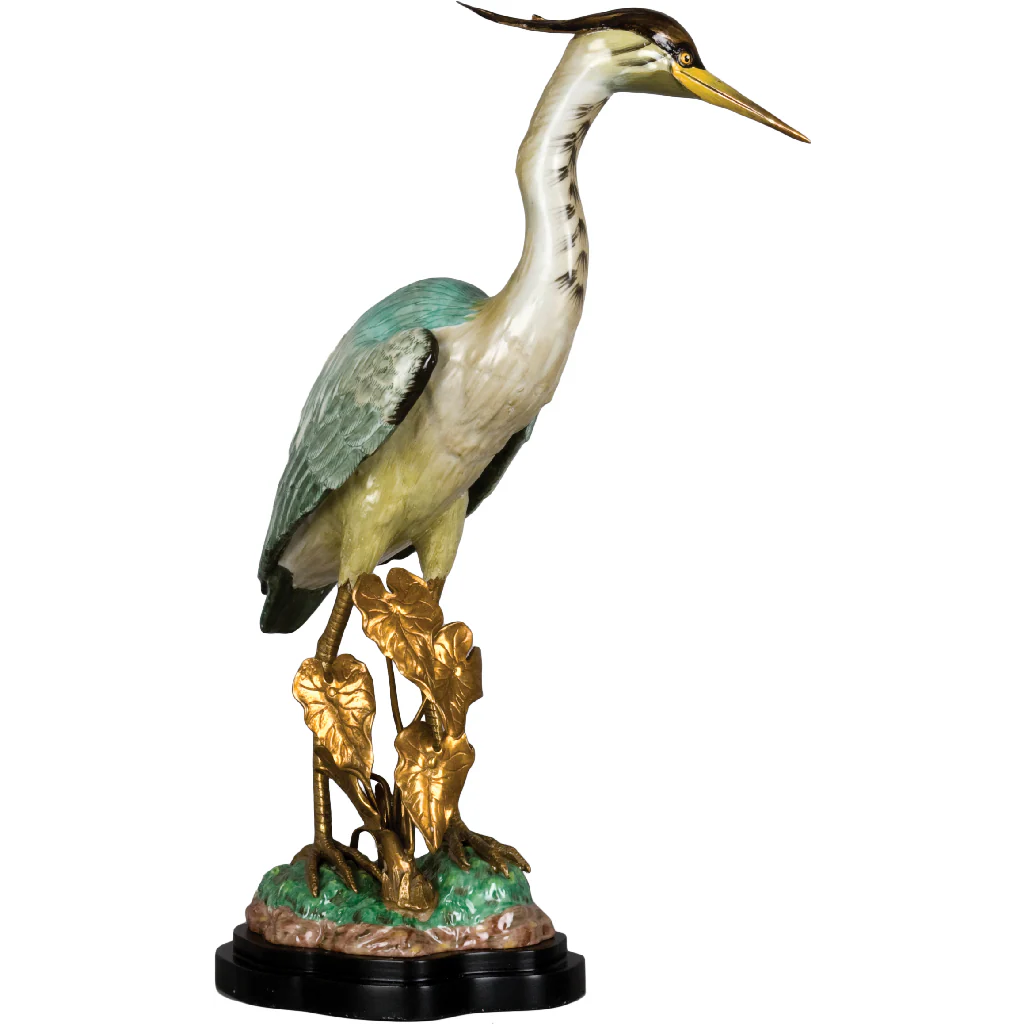 Danny's Fine Porcelain Heron W/ Bronze 60138