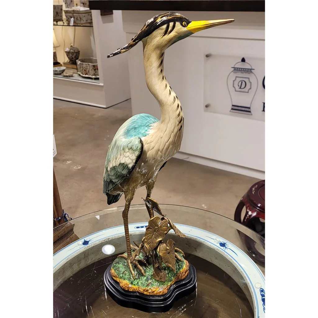 Danny's Fine Porcelain Heron W/ Bronze 60138 - Image 7