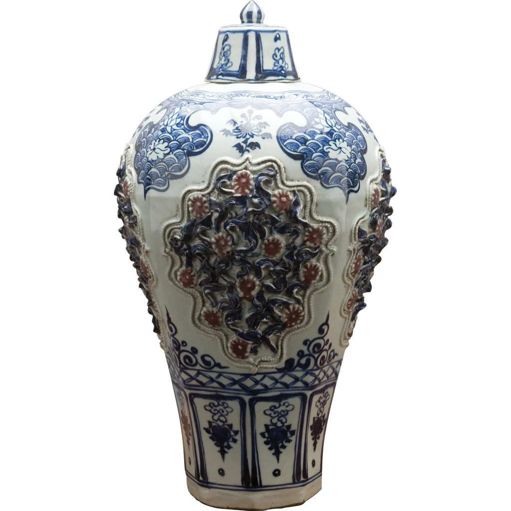 Danny's Fine Porcelain Hex Jar - Raised Up Design 50371