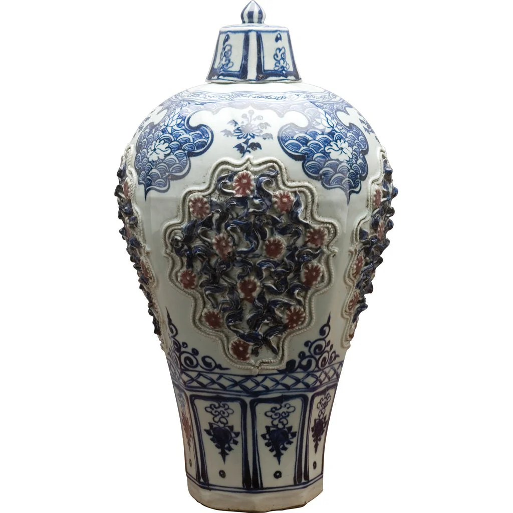 Danny's Fine Porcelain Hex Jar - Raised Up Design 50371 - Image 8