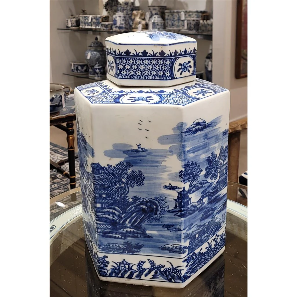 Danny's Fine Porcelain Hex Lidded Jar - Blue And White 50831 - Image 12