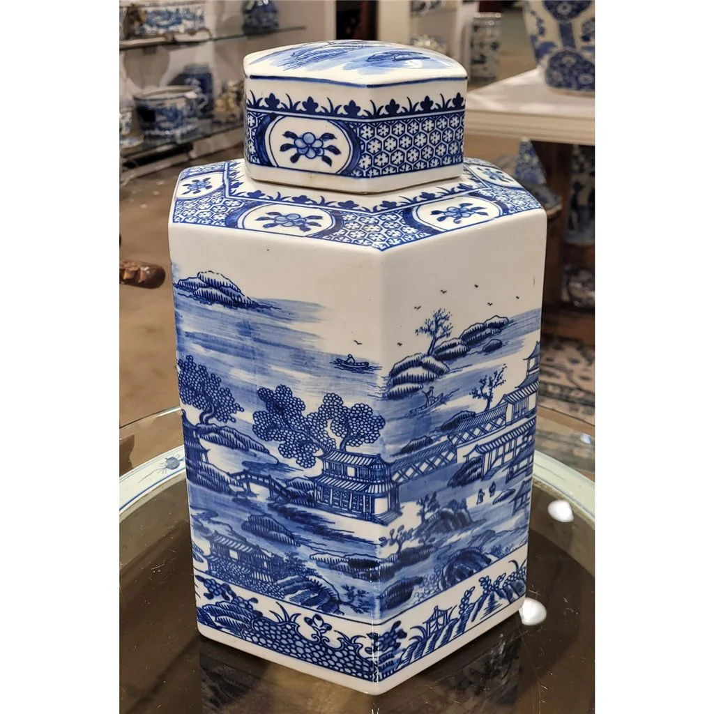 Danny's Fine Porcelain Hex Lidded Jar - Blue And White 50831 - Image 13