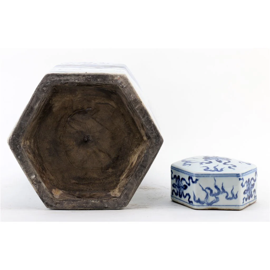 Danny's Fine Porcelain Hex Lidded Jar -Blue And White 50832 - Image 11