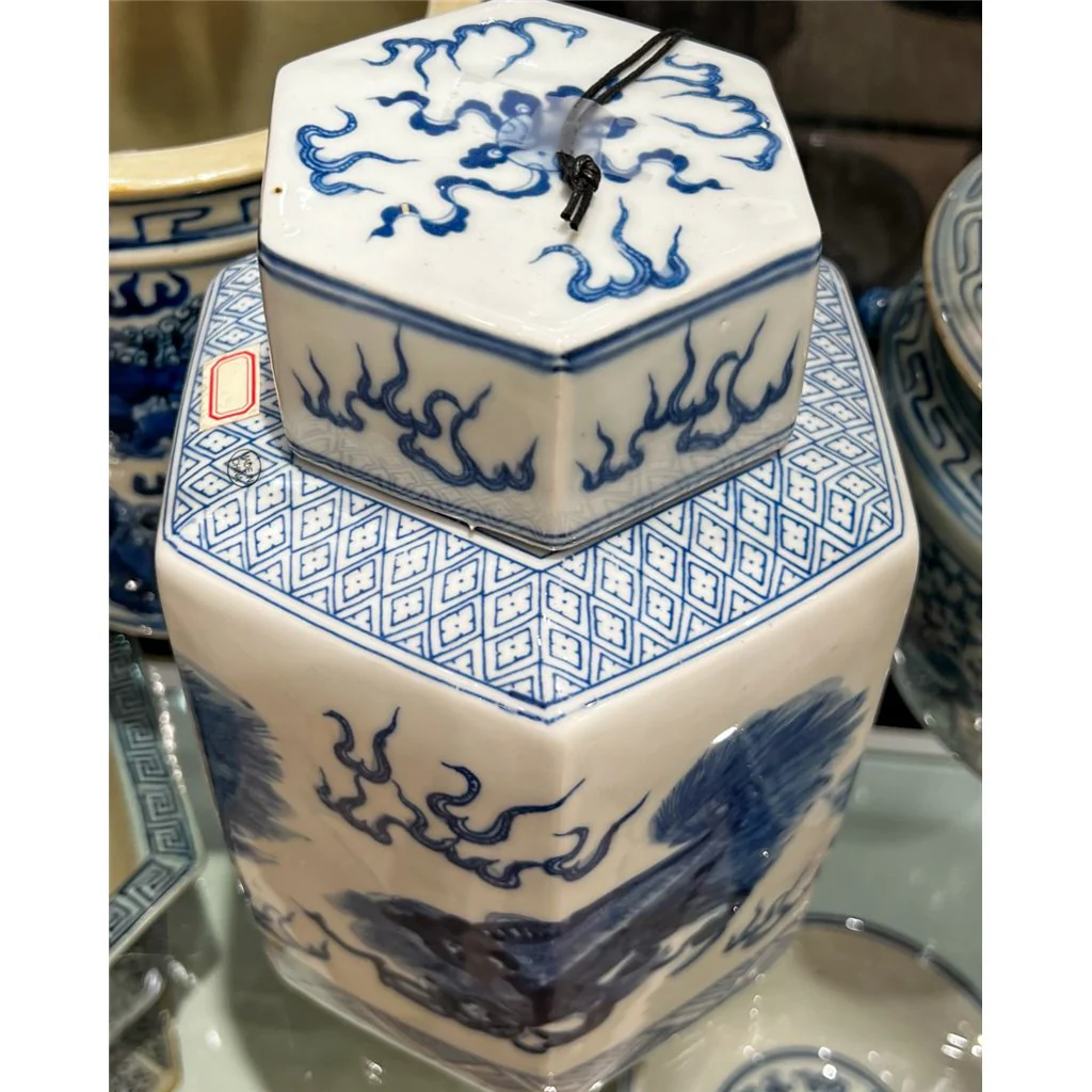 Danny's Fine Porcelain Hex Lidded Jar -Blue And White 50832 - Image 13
