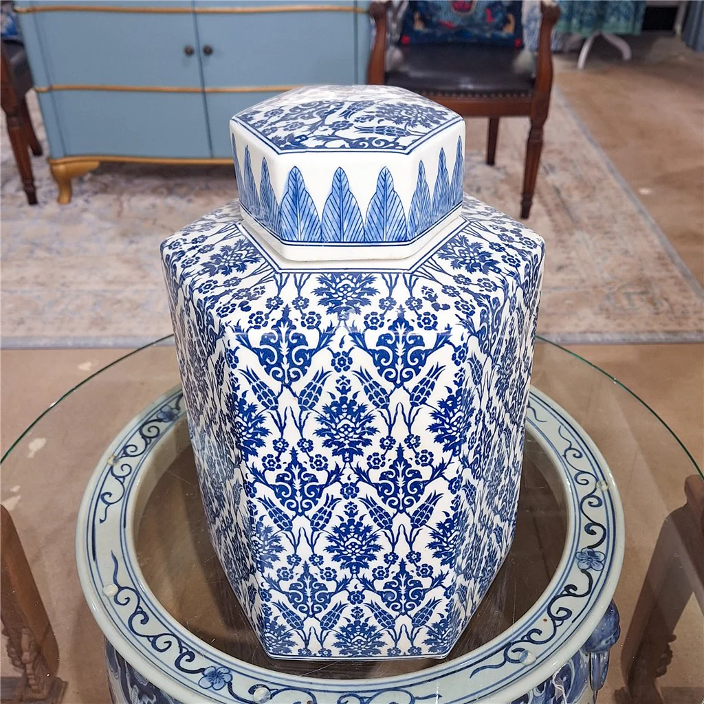 Danny's Fine Porcelain Hex Lidded Jar -Blue And White 50833 - Image 11