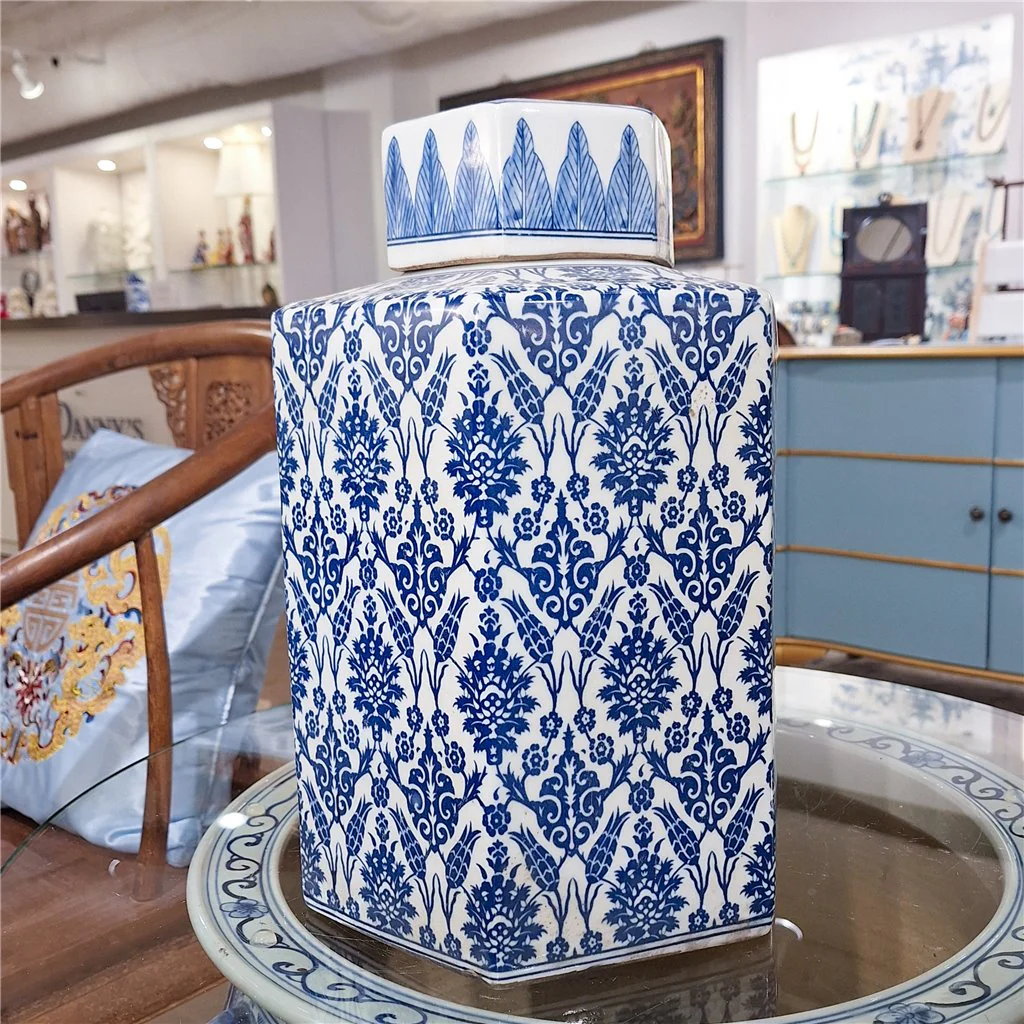 Danny's Fine Porcelain Hex Lidded Jar -Blue And White 50833 - Image 12