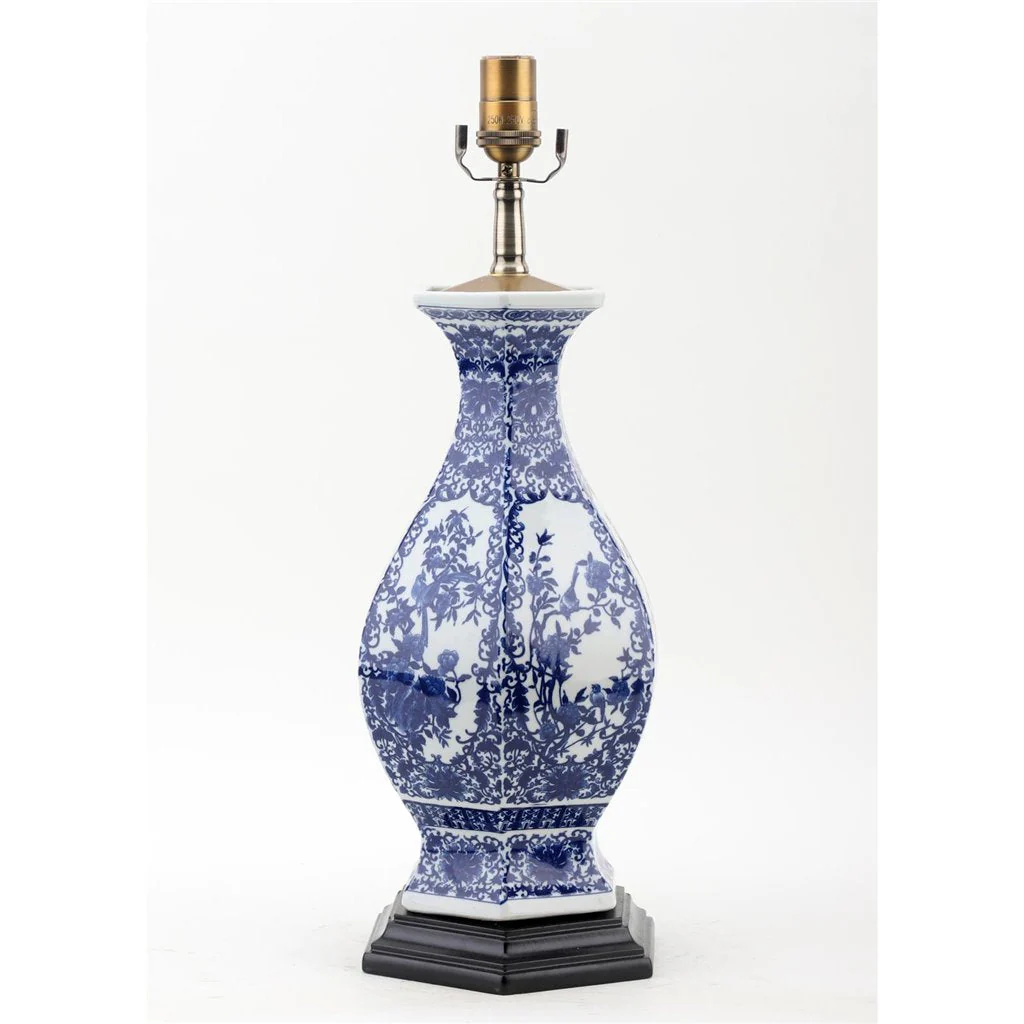 Danny's Fine Porcelain Hex Vase Lamp - Floral - (318-16-Be) 50525-L - Image 3