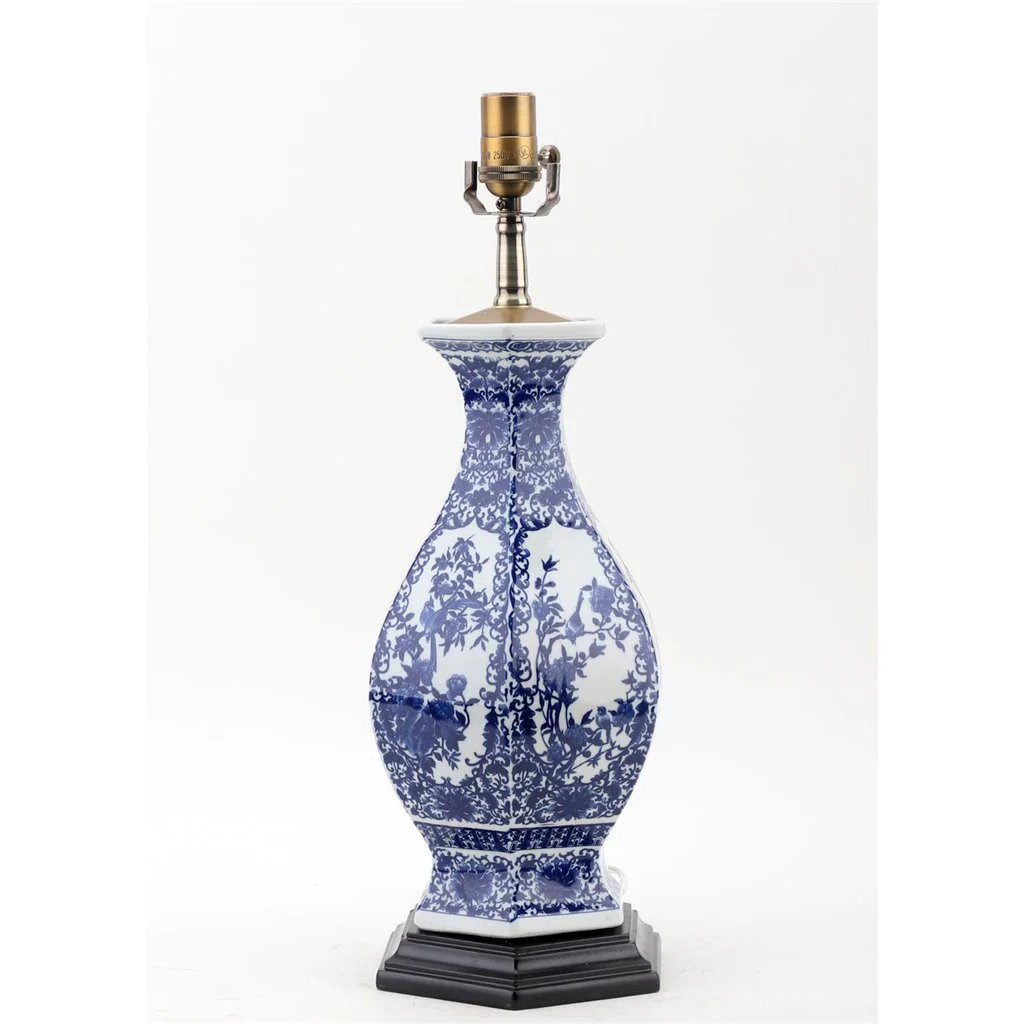 Danny's Fine Porcelain Hex Vase Lamp - Floral - (318-16-Be) 50525-L - Image 4