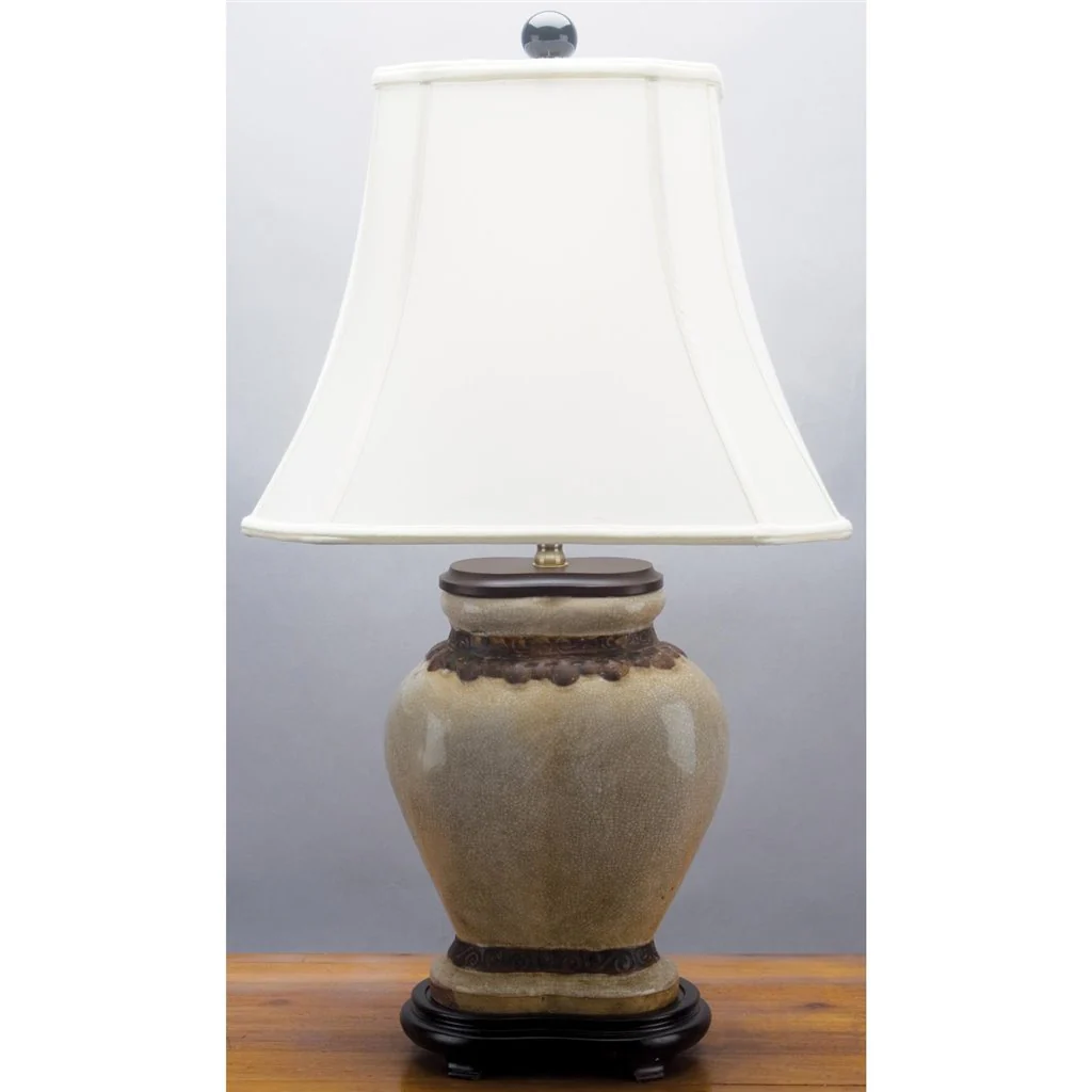 Danny's Fine Porcelain Ivory Crackle Twin Vase Lamp PAV45C - Image 2