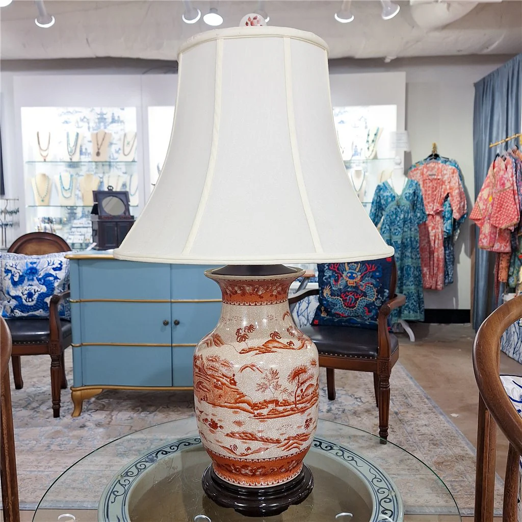 Danny's Fine Porcelain Lamp Red And White Willow (108-17-BE) 14114-L - Image 2