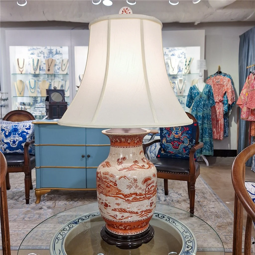 Danny's Fine Porcelain Lamp Red And White Willow (108-17-BE) 14114-L - Image 3