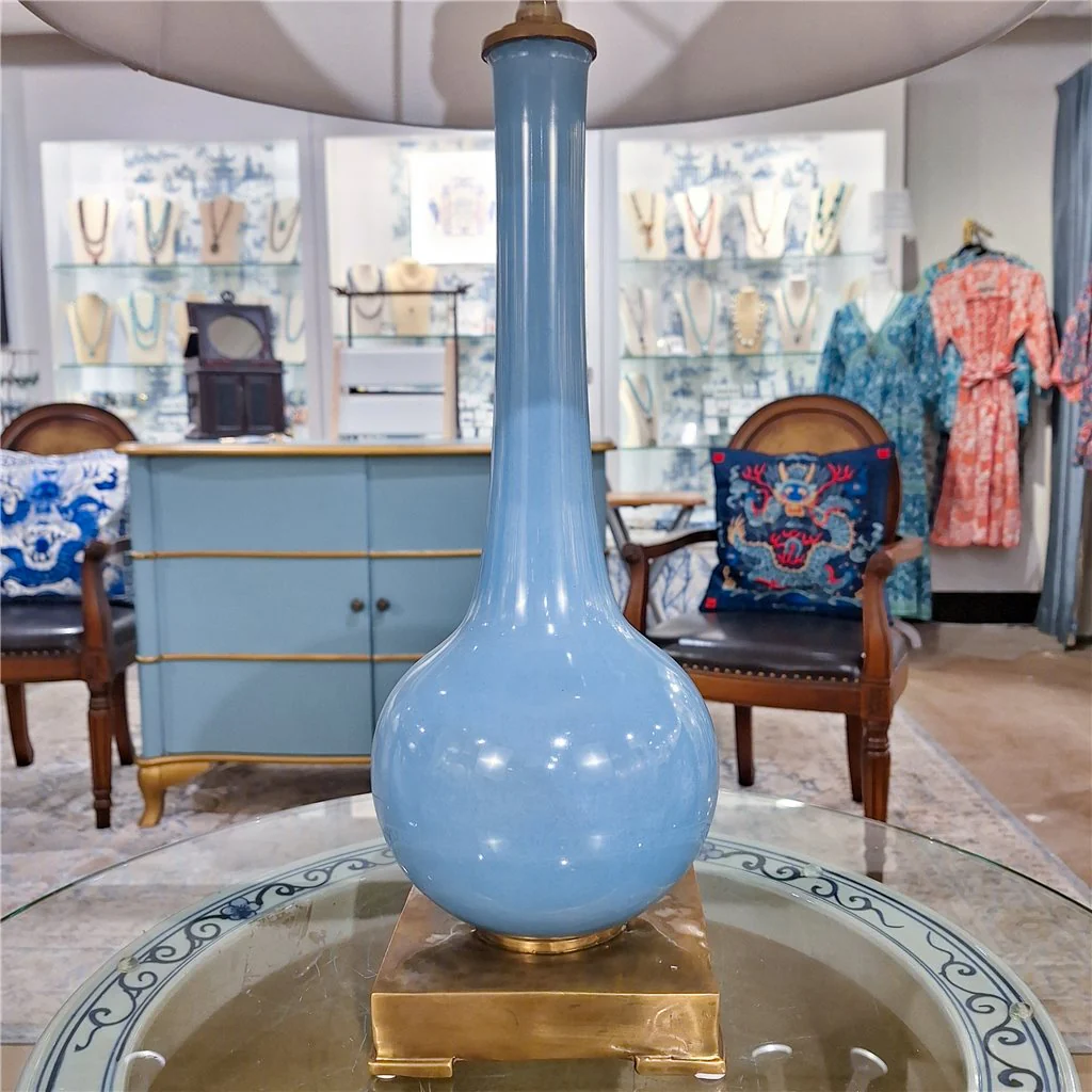 Danny's Fine Porcelain Lamp With Bronze Base- Blue 14106-LG - Image 3