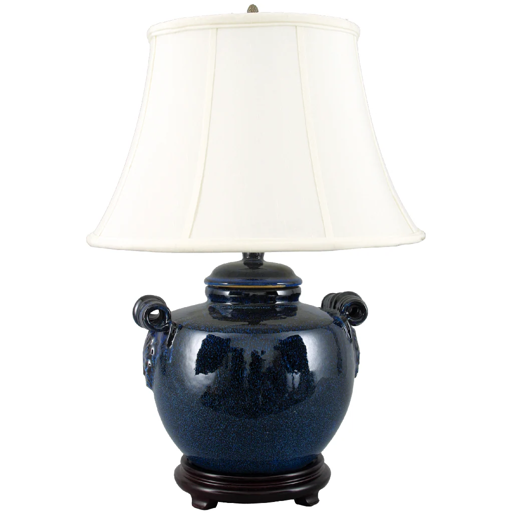 Danny's Fine Porcelain Lg Blue Pumpkin Jar Lamp PCM1084-1BL
