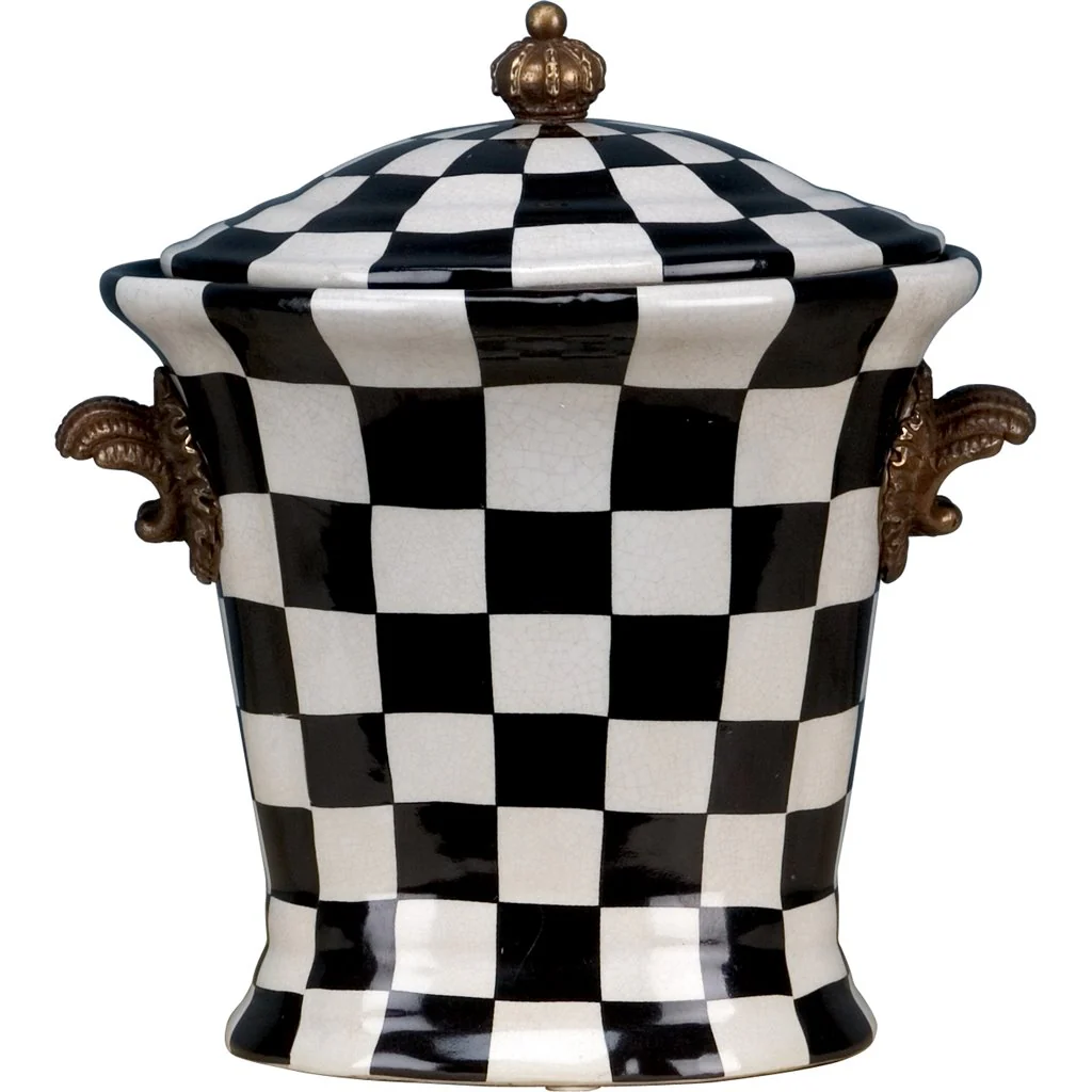 Danny's Fine Porcelain Lidded Box - Black And White Square 14141