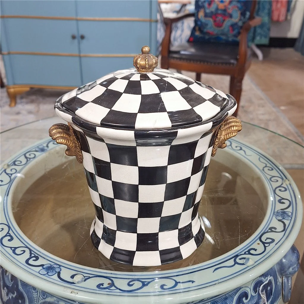 Danny's Fine Porcelain Lidded Box - Black And White Square 14141 - Image 5