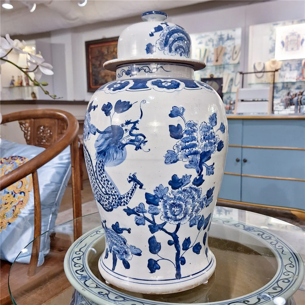 Danny's Fine Porcelain Lidded Temple Jar - Floral And Dragons - Blue And White Classic 50874 - Image 2