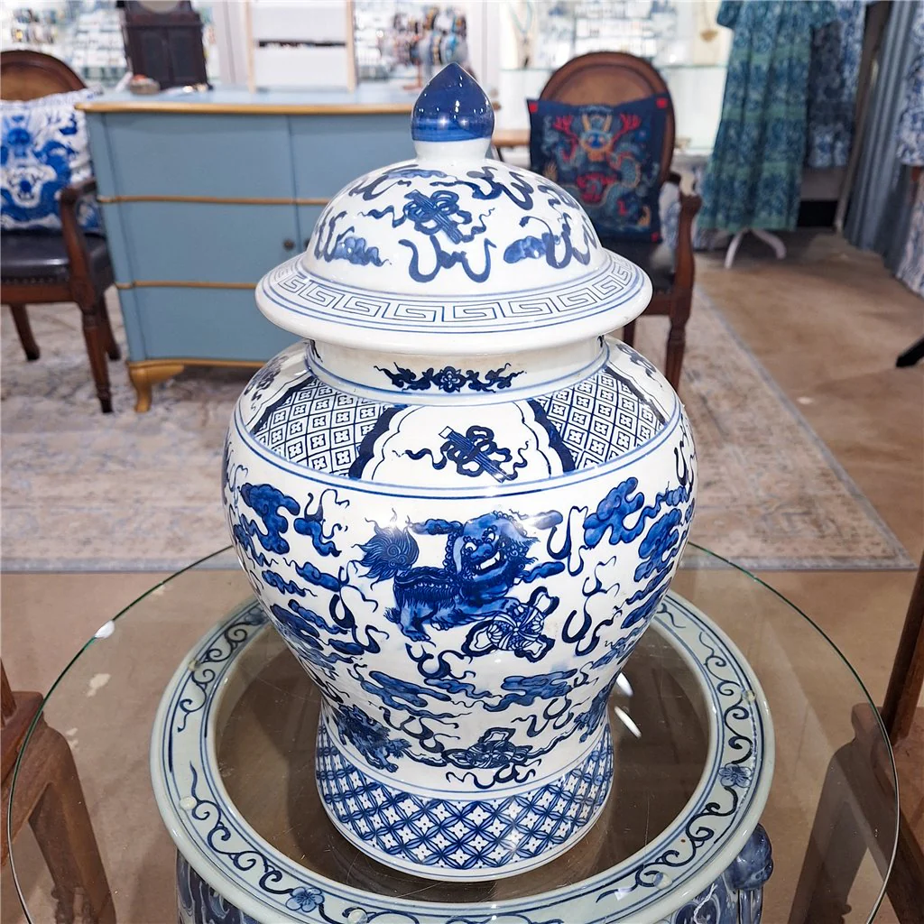 Danny's Fine Porcelain Lidded Warrier Jar - Lions - Blue And White Classic 50846 - Image 13