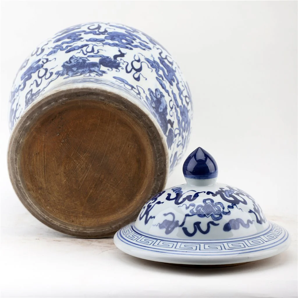 Danny's Fine Porcelain Lidded Warrier Jar - Lions - Blue And White Classic 50846 - Image 8
