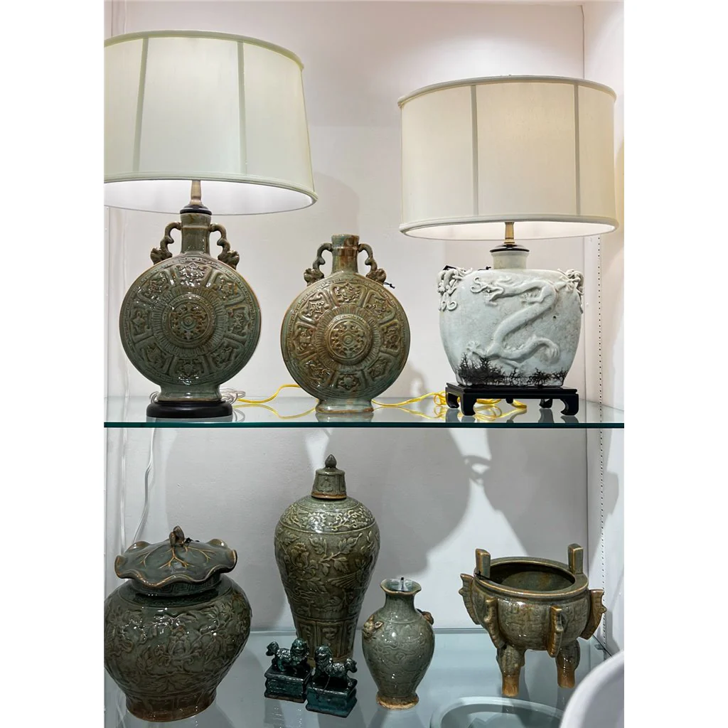 Danny's Fine Porcelain Moon Vase Lamp (Shade: 324-16-Be) 50956-L - Image 7