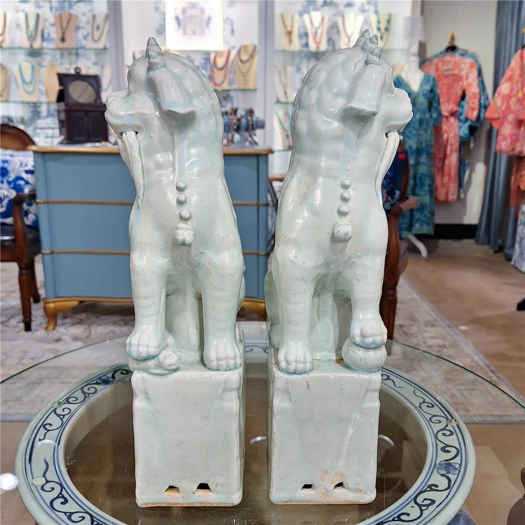 Danny's Fine Porcelain Pair Foo Dog - Old Celadon 50429 - Image 3