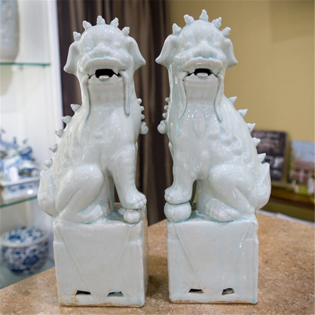 Danny's Fine Porcelain Pair Foo Dog - Old Celadon 50429 - Image 6