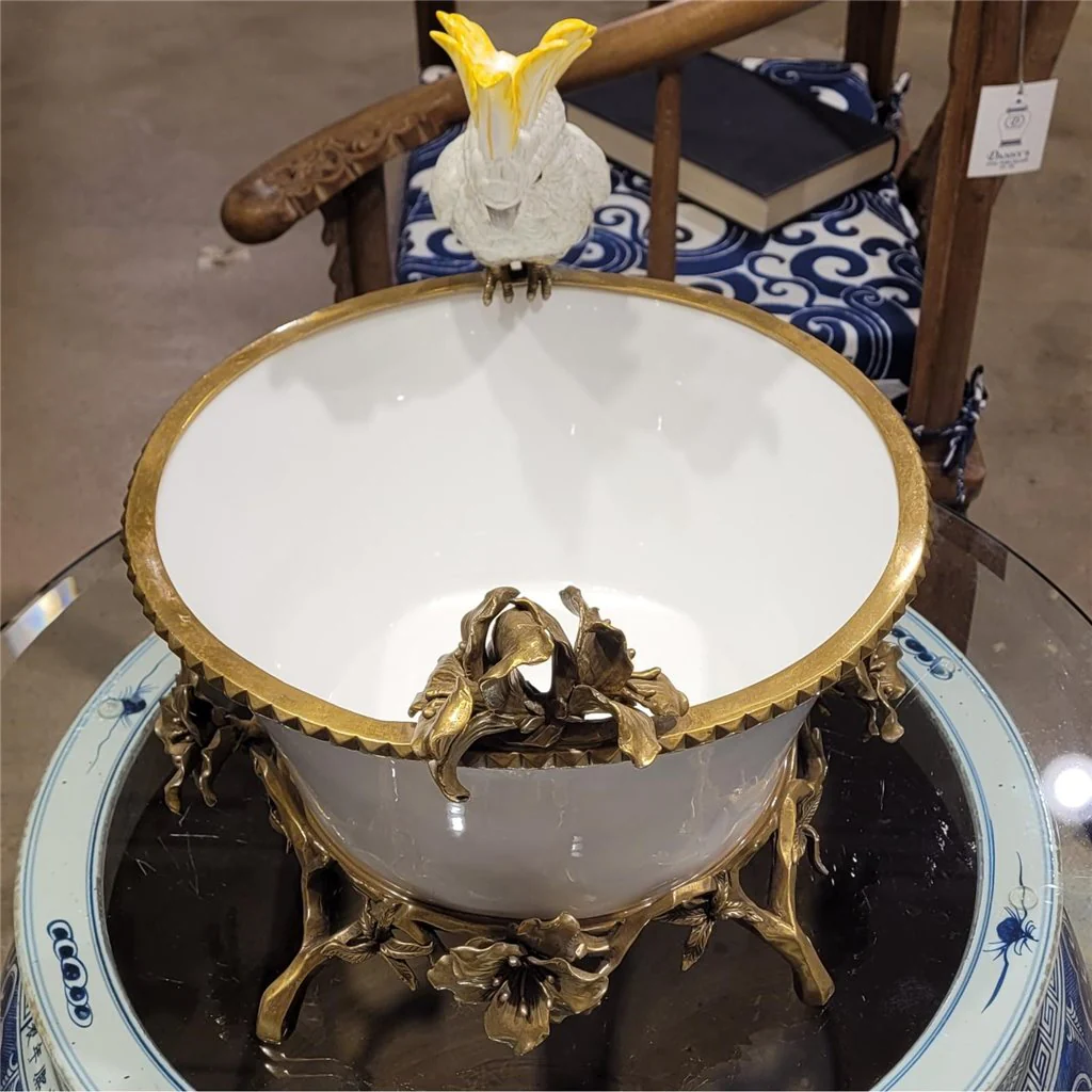 Danny's Fine Porcelain Parrot And Bowl With Bronze Ormolu 60382 - Image 4