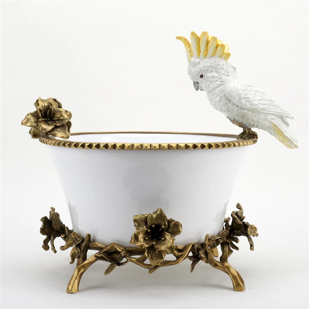 Danny's Fine Porcelain Parrot And Bowl With Bronze Ormolu 60382 - Image 9