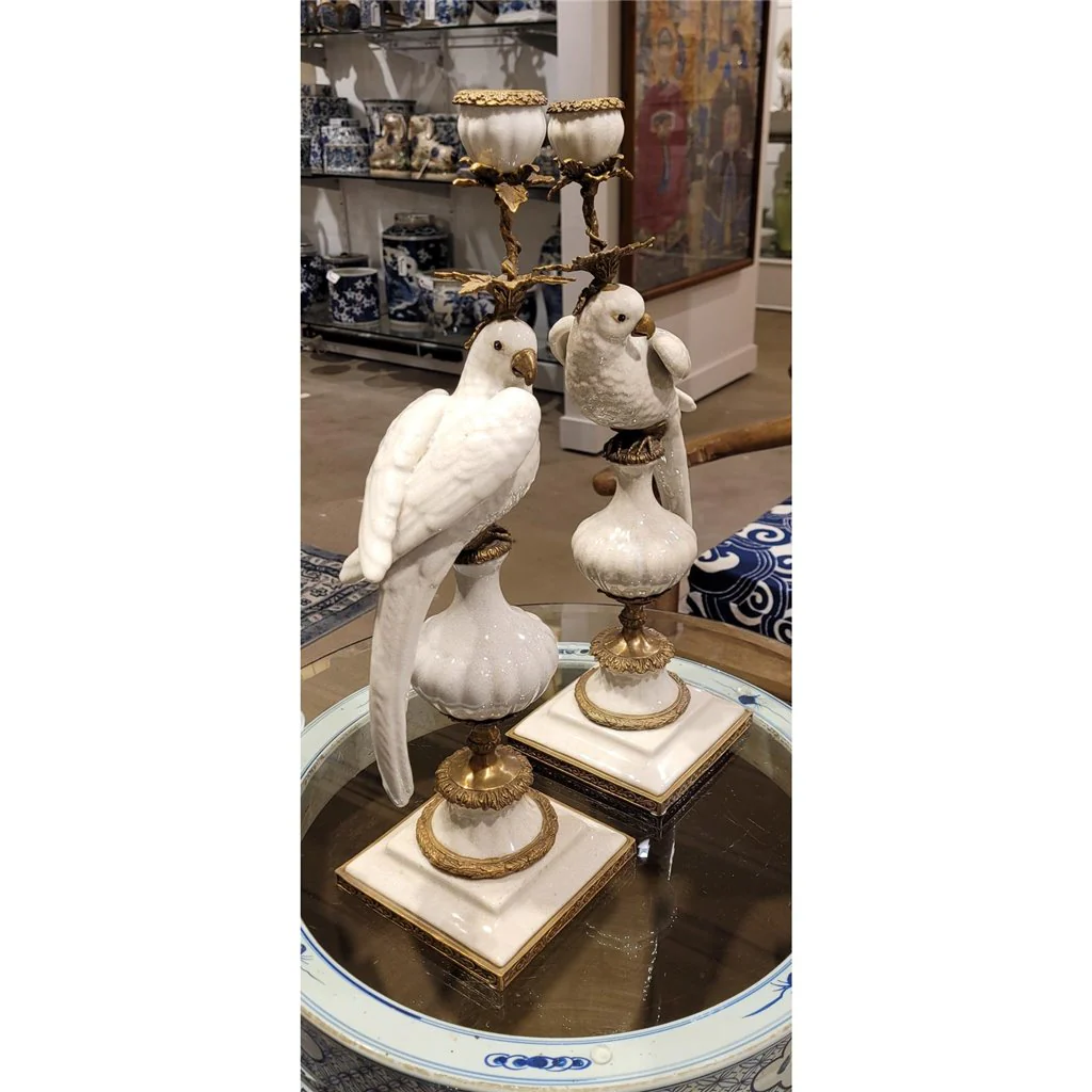 Danny's Fine Porcelain Parrot With Bronze- White Crackle 14130 - Image 10