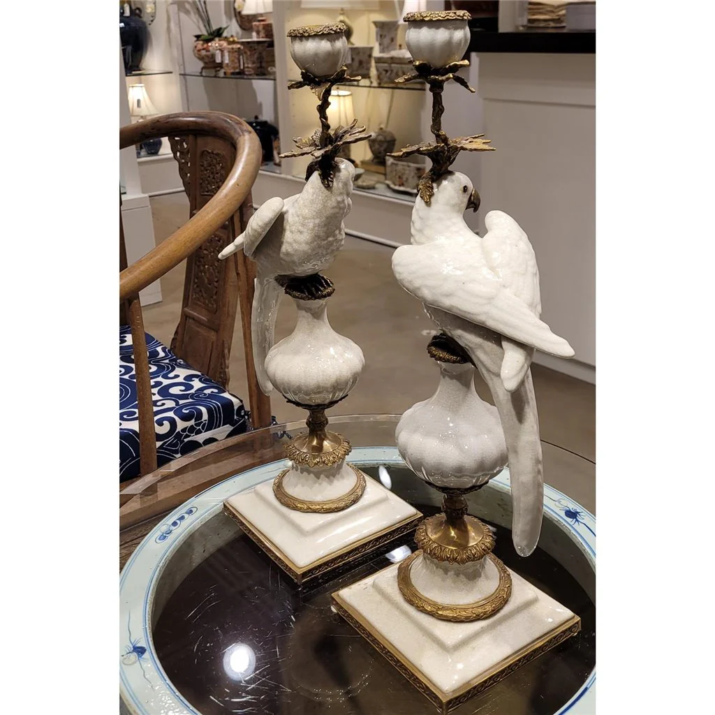 Danny's Fine Porcelain Parrot With Bronze- White Crackle 14130 - Image 11