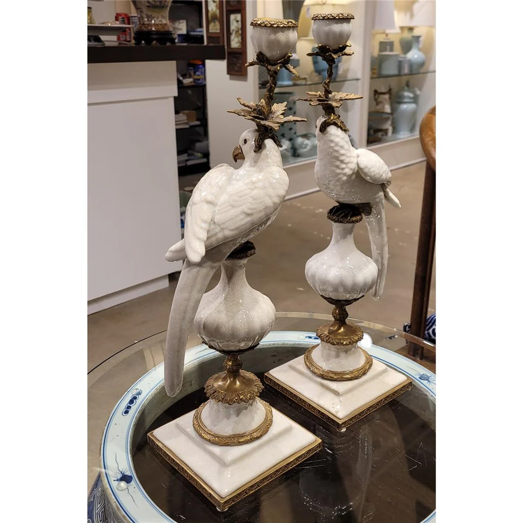 Danny's Fine Porcelain Parrot With Bronze- White Crackle 14130 - Image 12
