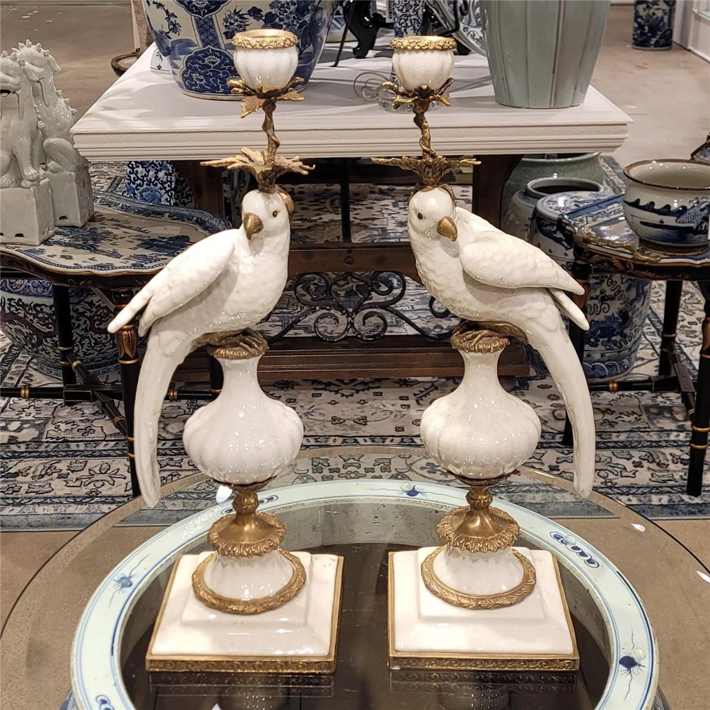 Danny's Fine Porcelain Parrot With Bronze- White Crackle 14130 - Image 13