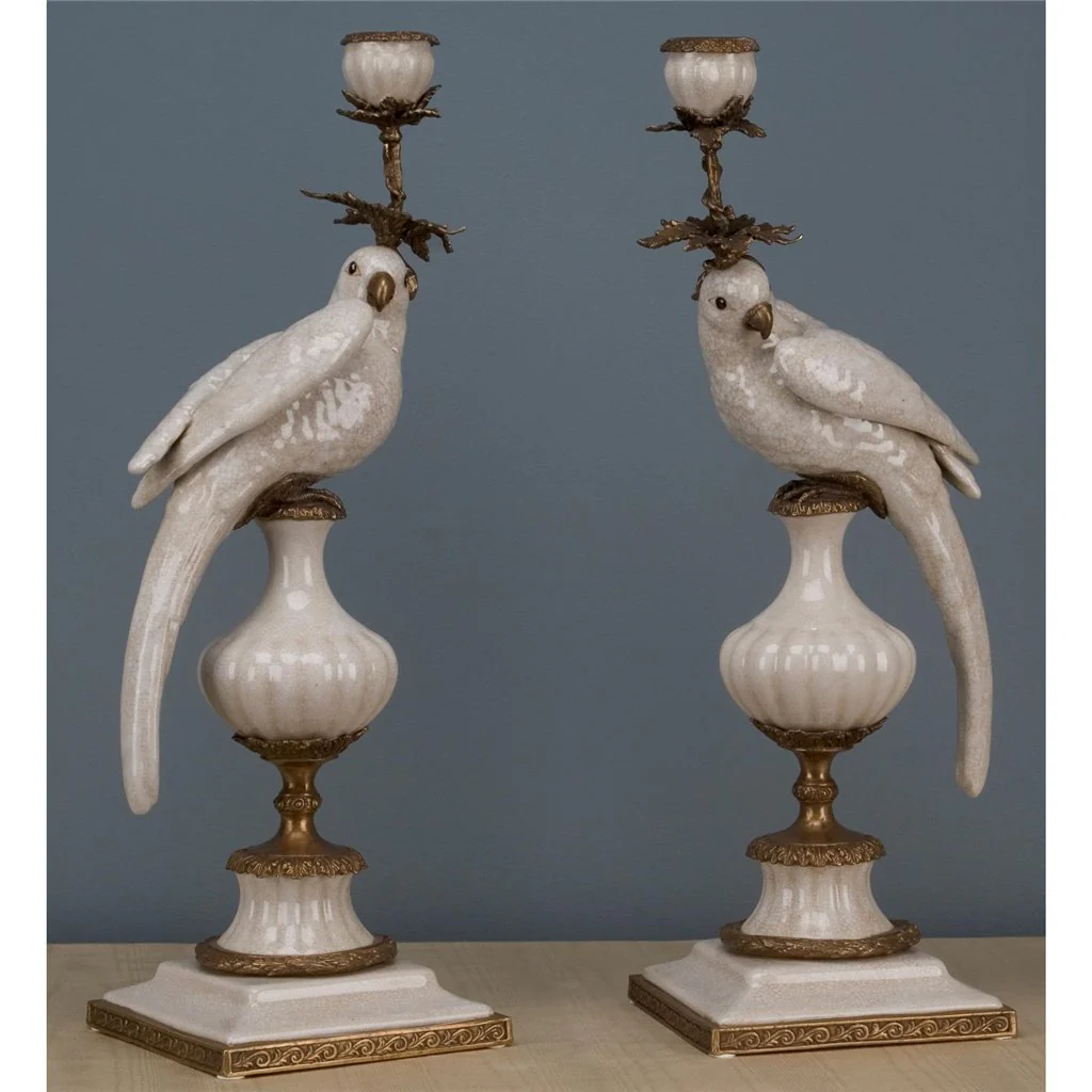 Danny's Fine Porcelain Parrot With Bronze- White Crackle 14130 - Image 15