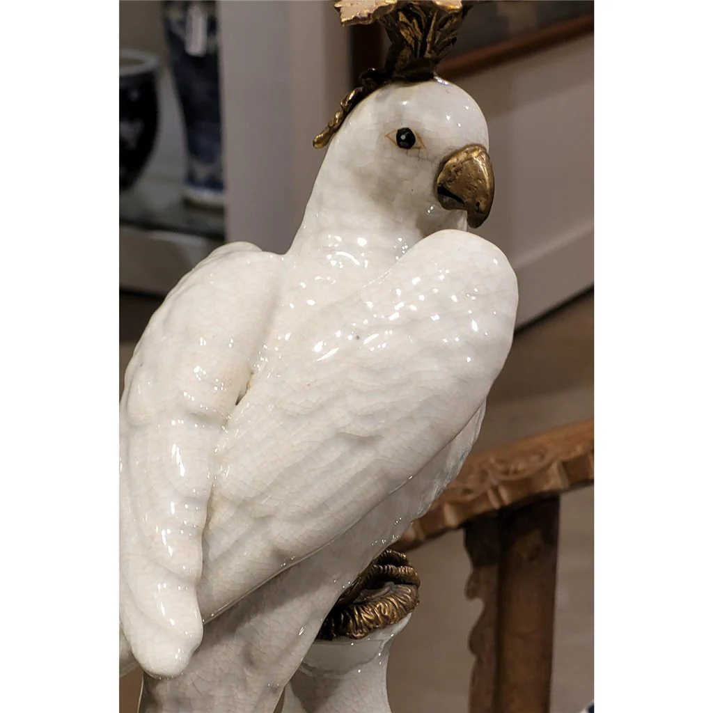 Danny's Fine Porcelain Parrot With Bronze- White Crackle 14130 - Image 5