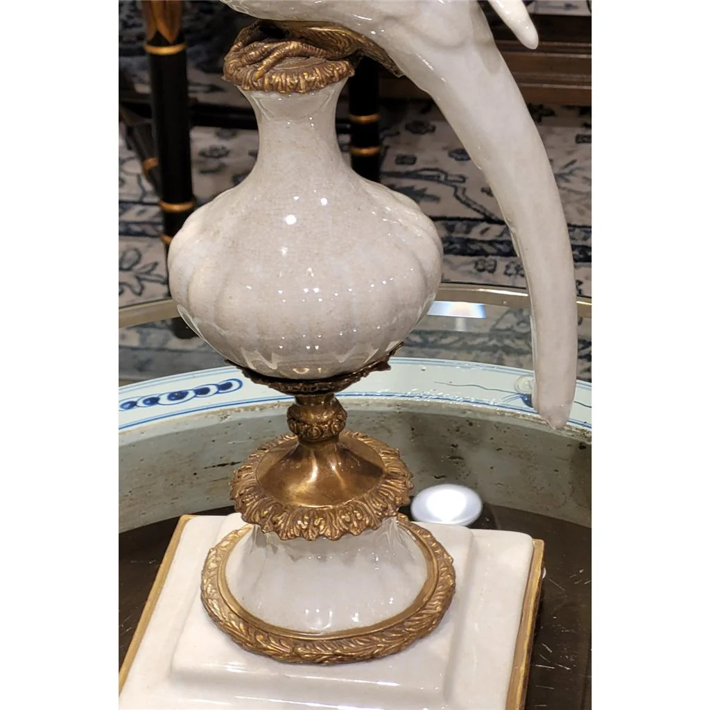 Danny's Fine Porcelain Parrot With Bronze- White Crackle 14131 - Image 4