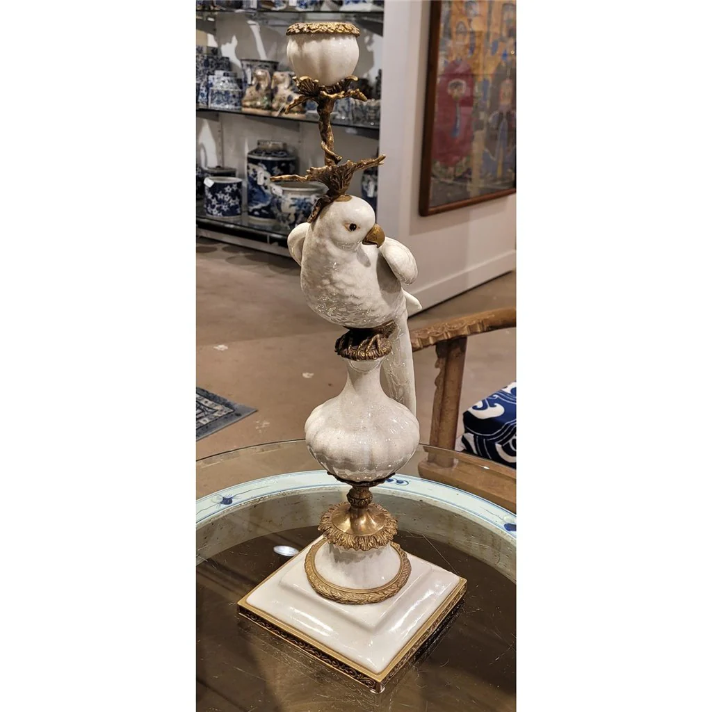 Danny's Fine Porcelain Parrot With Bronze- White Crackle 14131 - Image 5