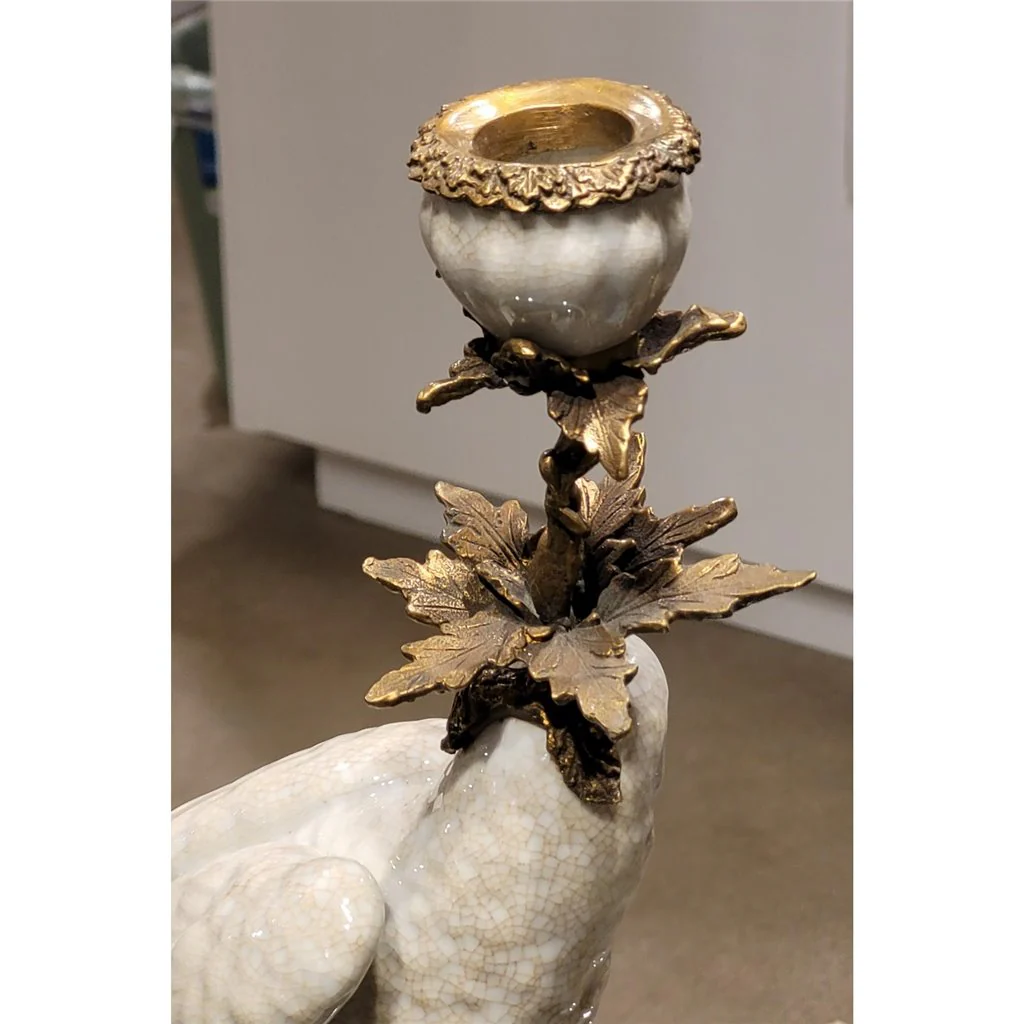 Danny's Fine Porcelain Parrot With Bronze- White Crackle 14131 - Image 7