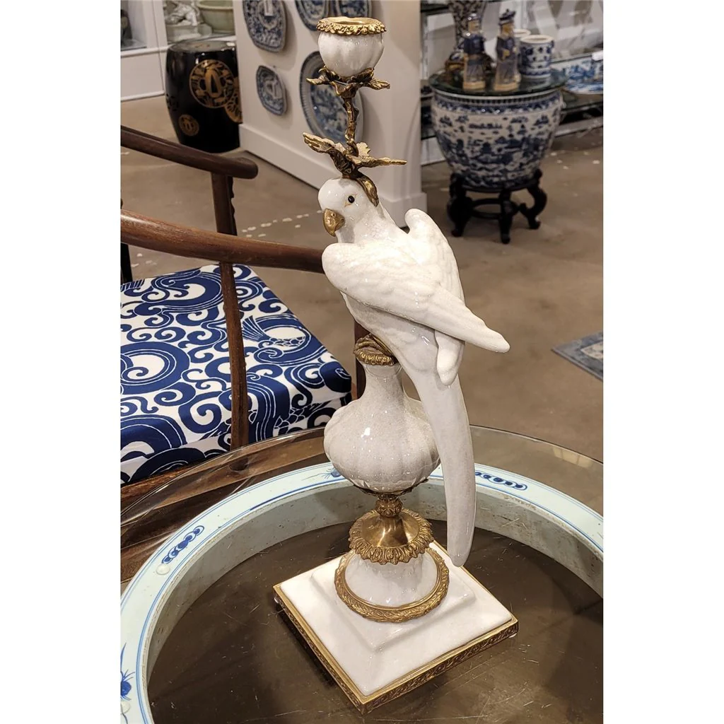 Danny's Fine Porcelain Parrot With Bronze- White Crackle 14131 - Image 9