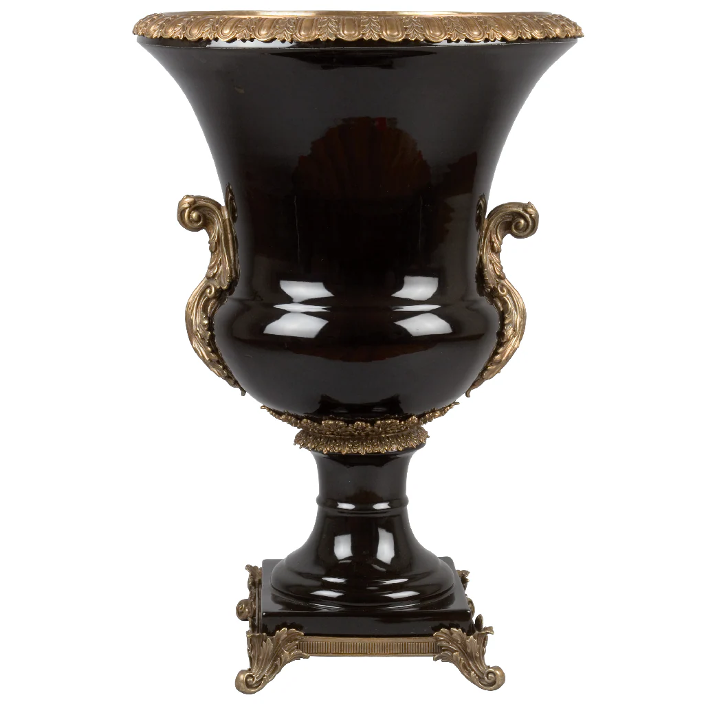 Danny's Fine Porcelain Planter - Black With Bronze Ormulo 60220