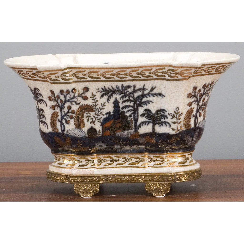 Danny's Fine Porcelain Planter With Bronze Accent - Imari Garden 14099 - Image 7