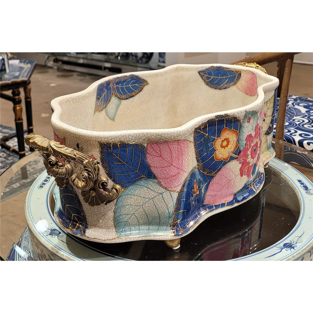 Danny's Fine Porcelain Porcelain Basin With Bronze Ormolu- Tobacco Leaf (Pure Gold Glazed) 60261 - Image 3