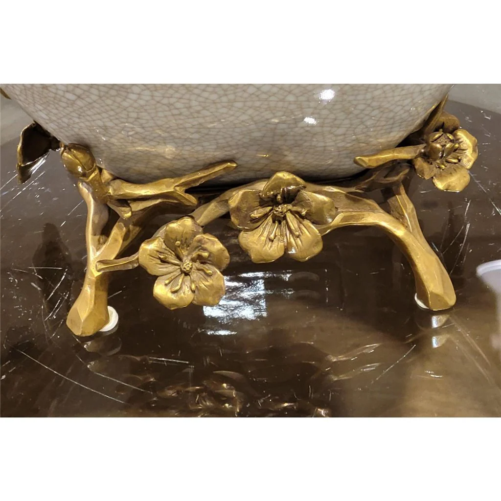 Danny's Fine Porcelain Porcelain Basin With Bronze Ormolu - White Crackle 60409 - Image 18