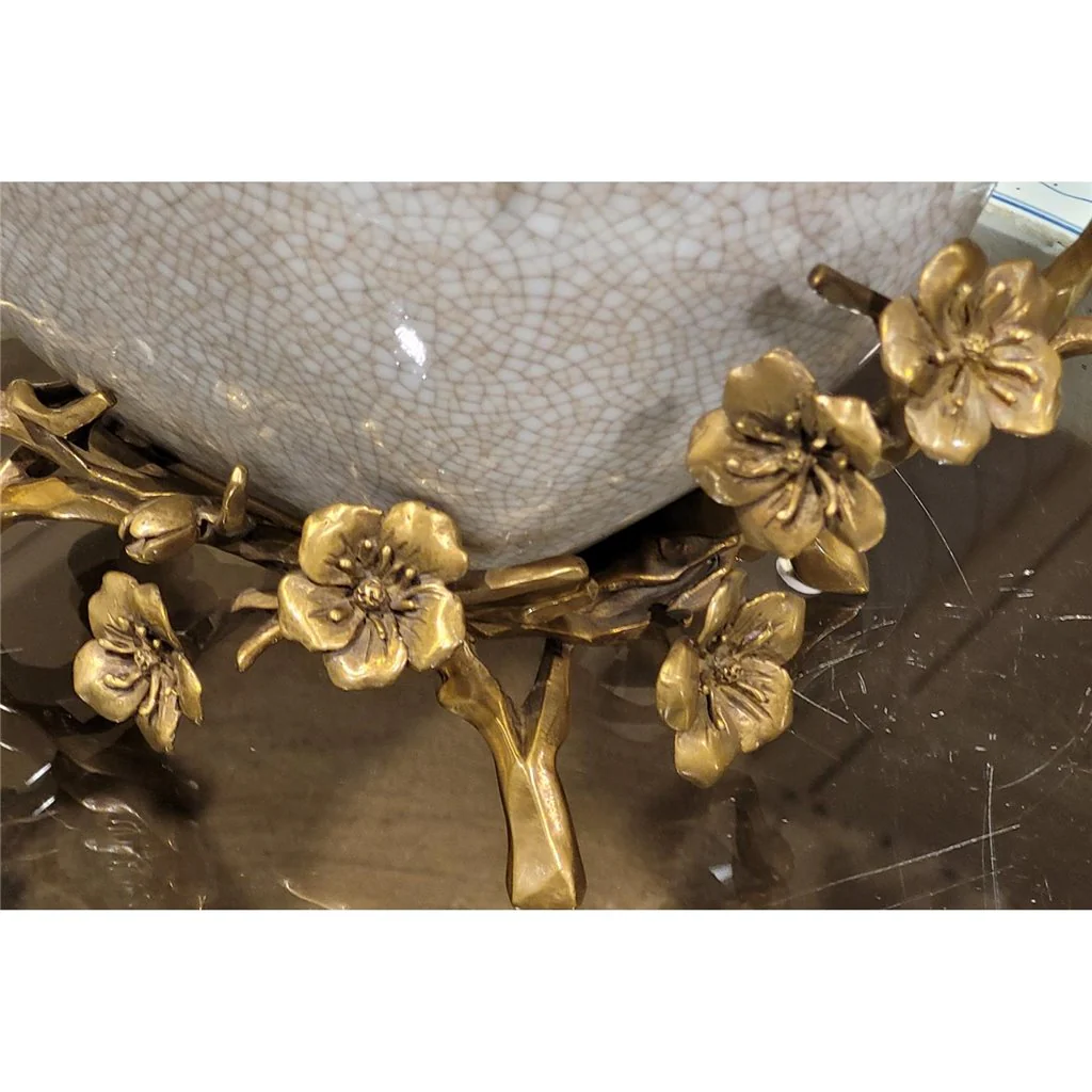 Danny's Fine Porcelain Porcelain Basin With Bronze Ormolu - White Crackle 60409 - Image 20