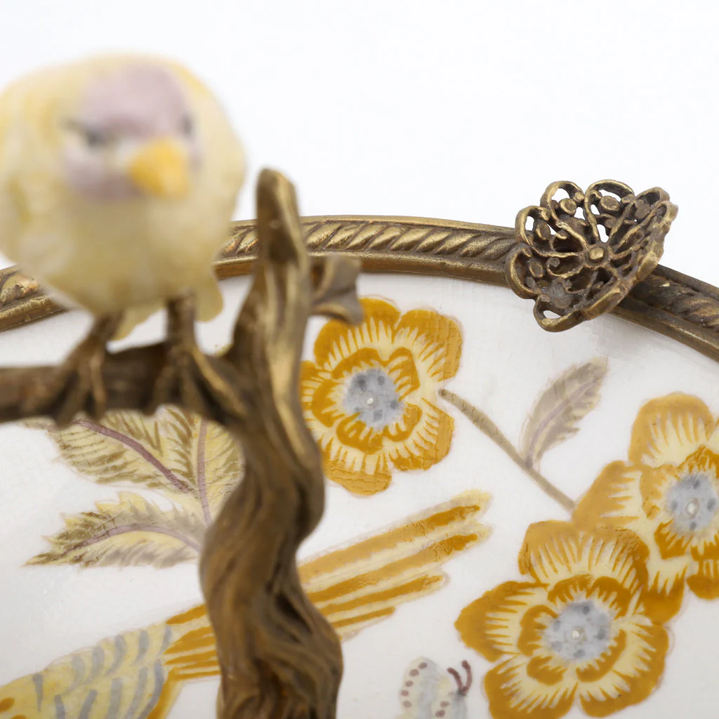 Danny's Fine Porcelain Porcelain Bird Dish With Bronze Ormolu - Yellow Floral 60416 - Image 14