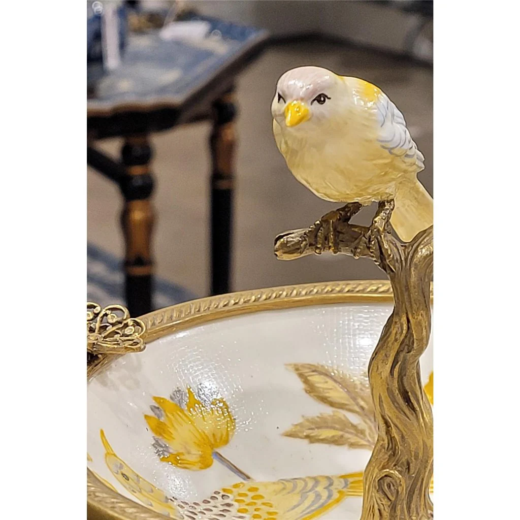 Danny's Fine Porcelain Porcelain Bird Dish With Bronze Ormolu - Yellow Floral 60416 - Image 22